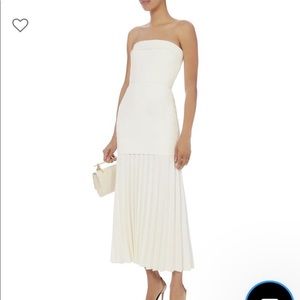 Dion Lee Ivory Strapless Linear Pleated Dress - size 2.
